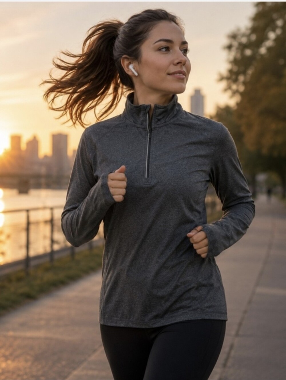 5/25$ Women's Charcoal Gray Quarter-Zip Performance Top